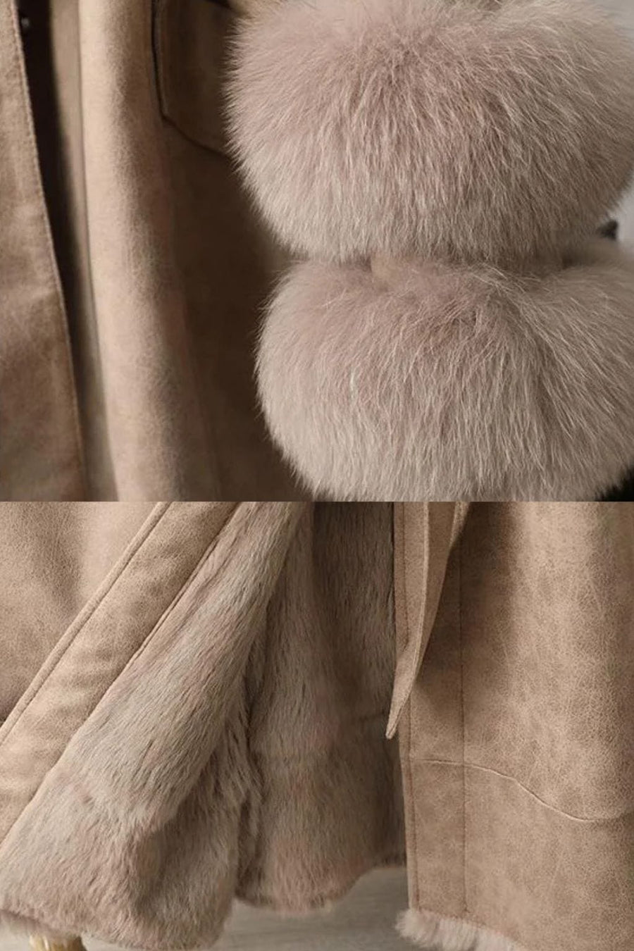 Manteau en fourrure femme cuir beige Héritage fourrure