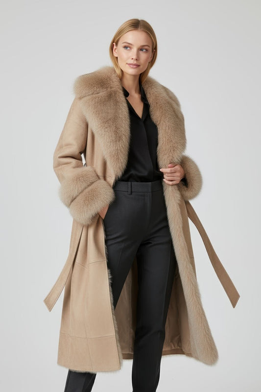 Manteau en fourrure femme cuir beige Héritage fourrure