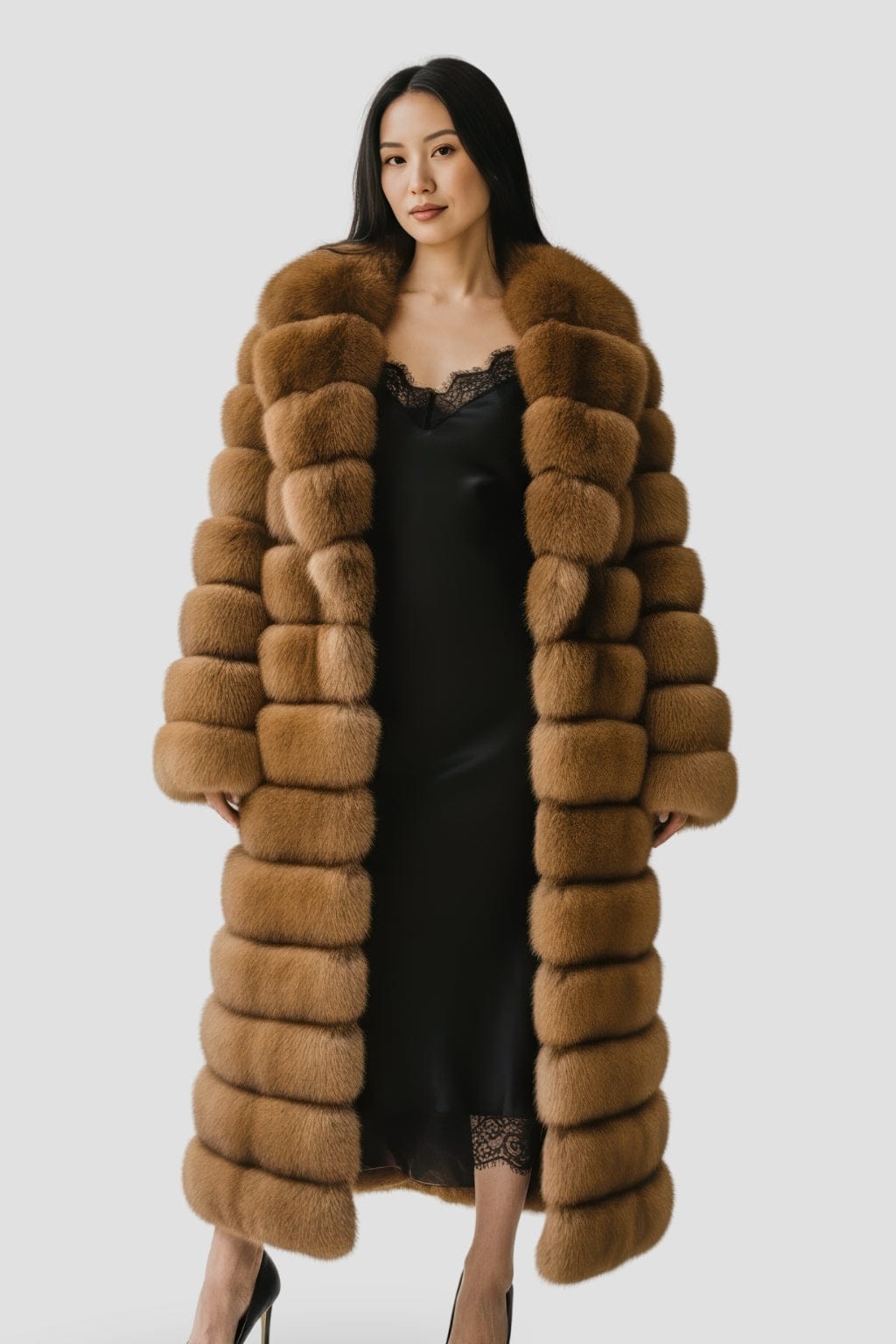 Manteau en fourrure femme long brun Héritage fourrure