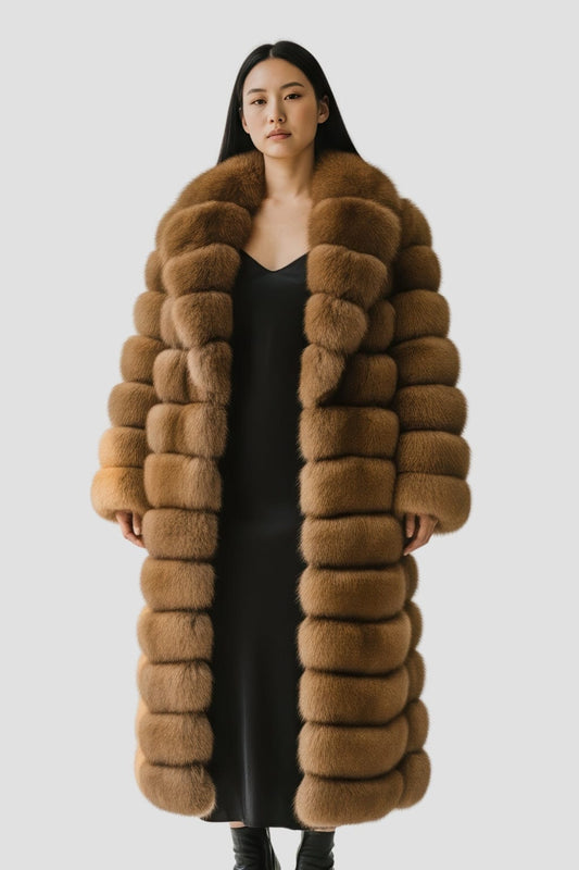 Manteau en fourrure femme long brun Héritage fourrure