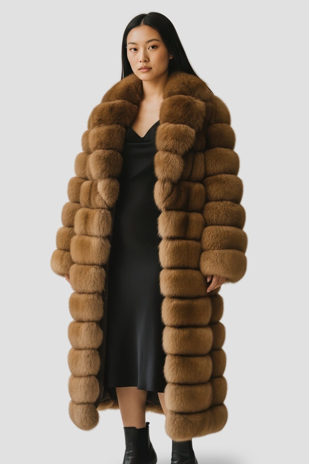 Manteau en fourrure femme long brun Héritage fourrure