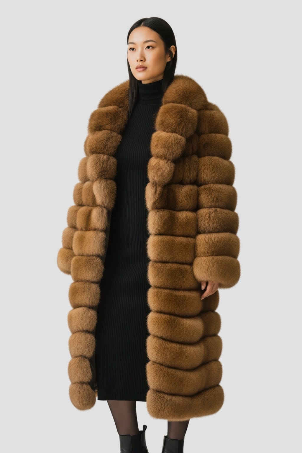 Manteau en fourrure femme long brun Héritage fourrure