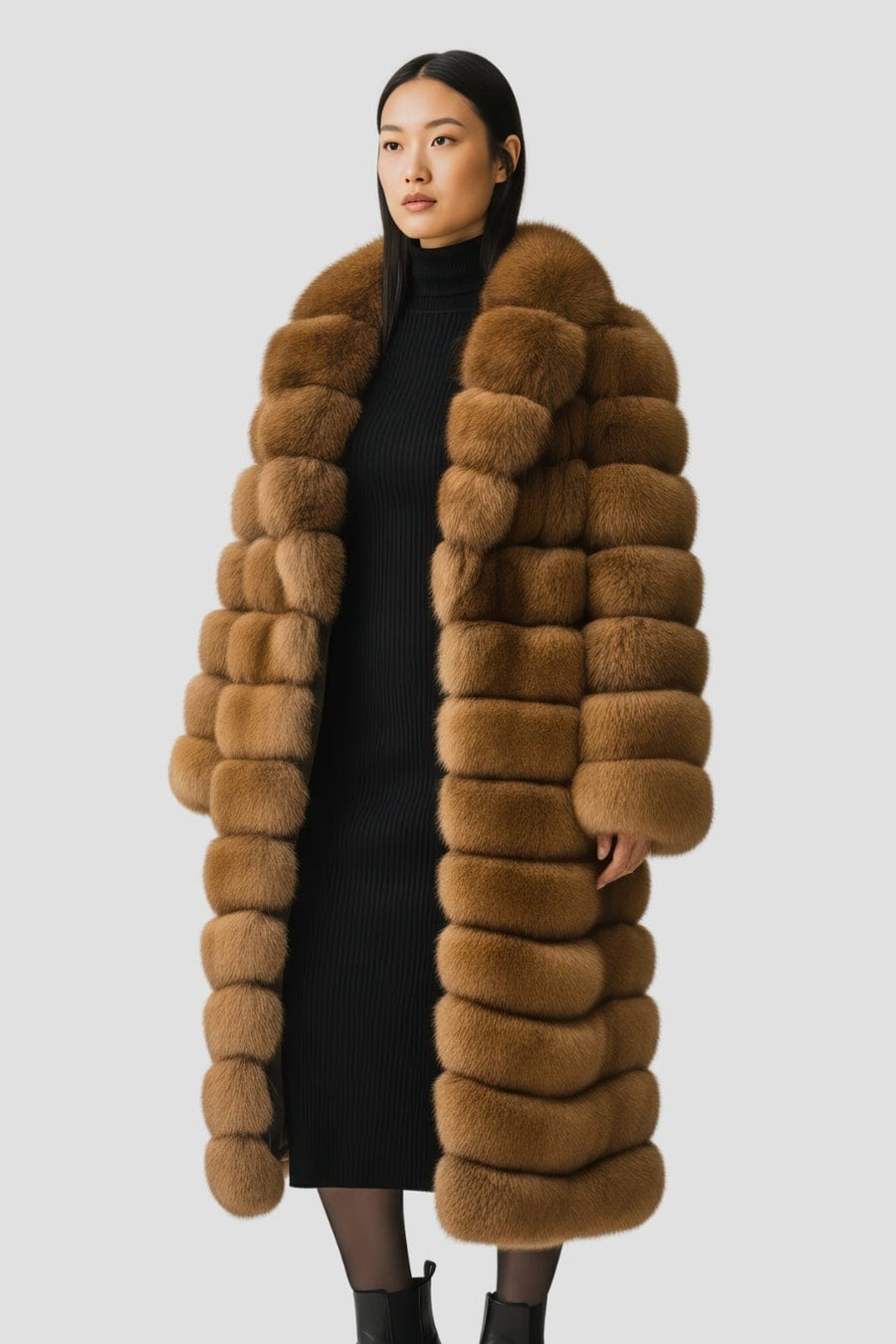 Manteau en fourrure femme long brun Héritage fourrure