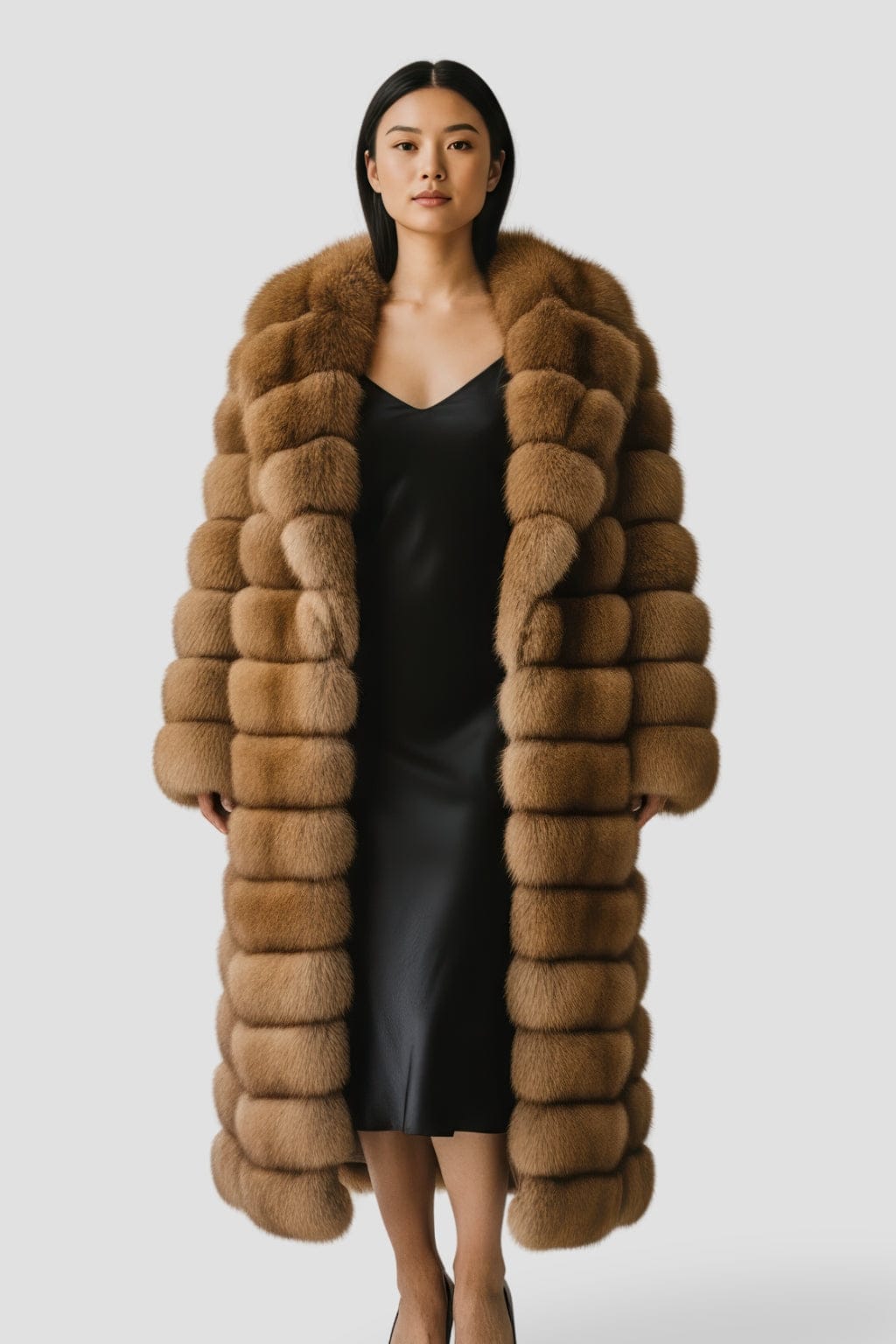 Manteau en fourrure femme long brun Héritage fourrure