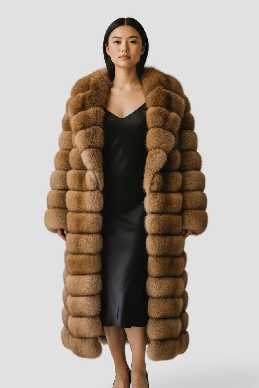 Manteau en fourrure femme long brun Héritage fourrure