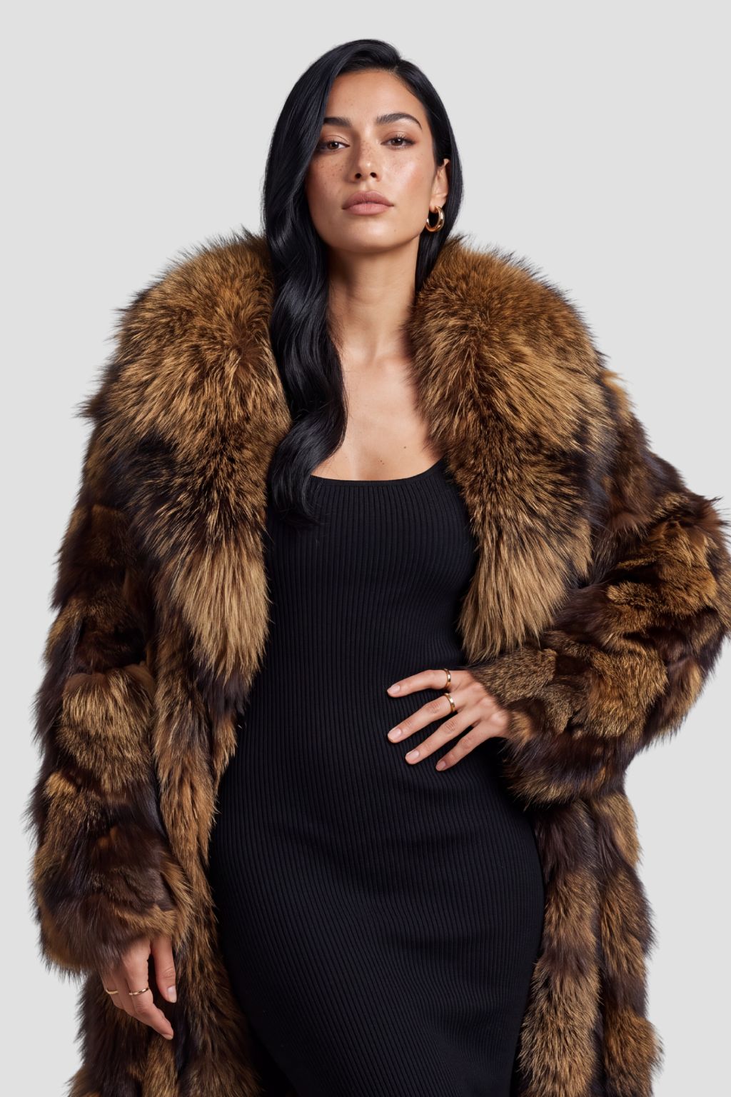Manteau en fourrure femme long brun Héritage fourrure