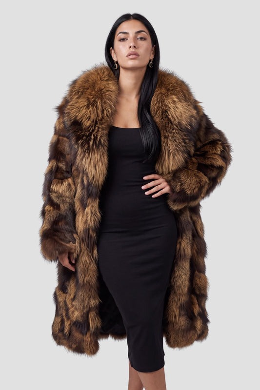 Manteau en fourrure femme long brun Héritage fourrure