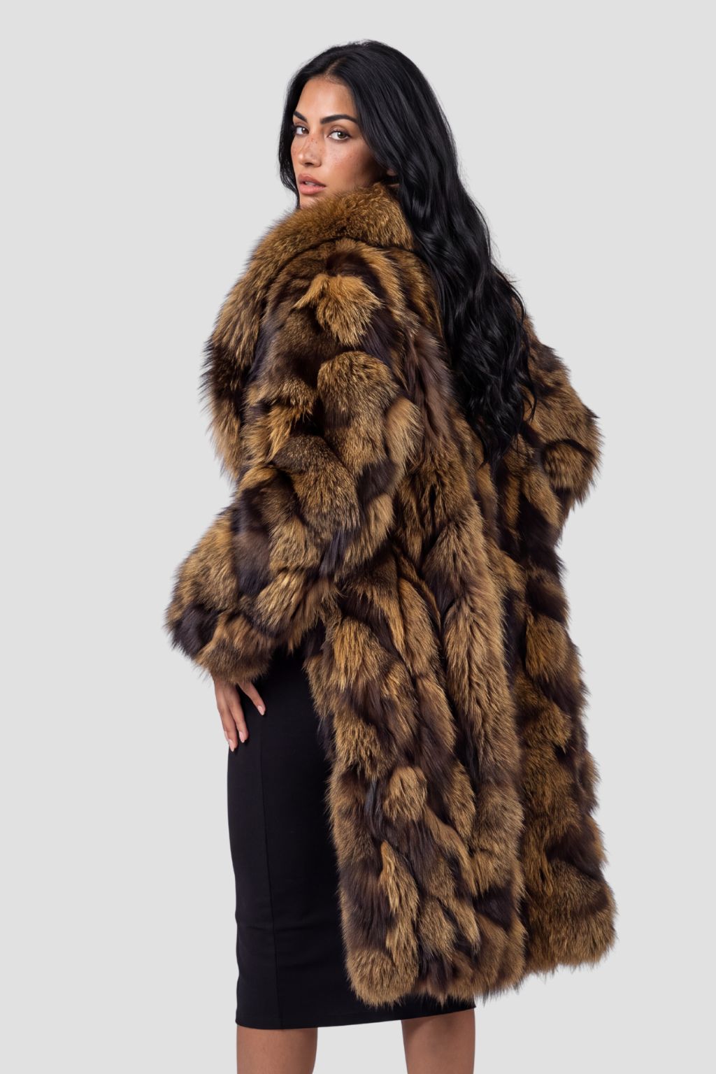 Manteau en fourrure femme long brun Héritage fourrure