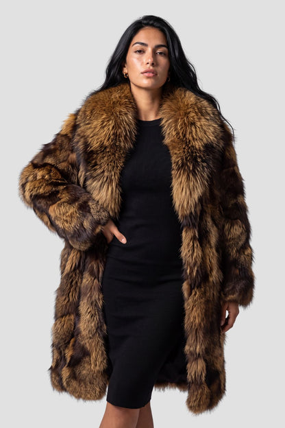 Manteau en fourrure femme long brun Héritage fourrure
