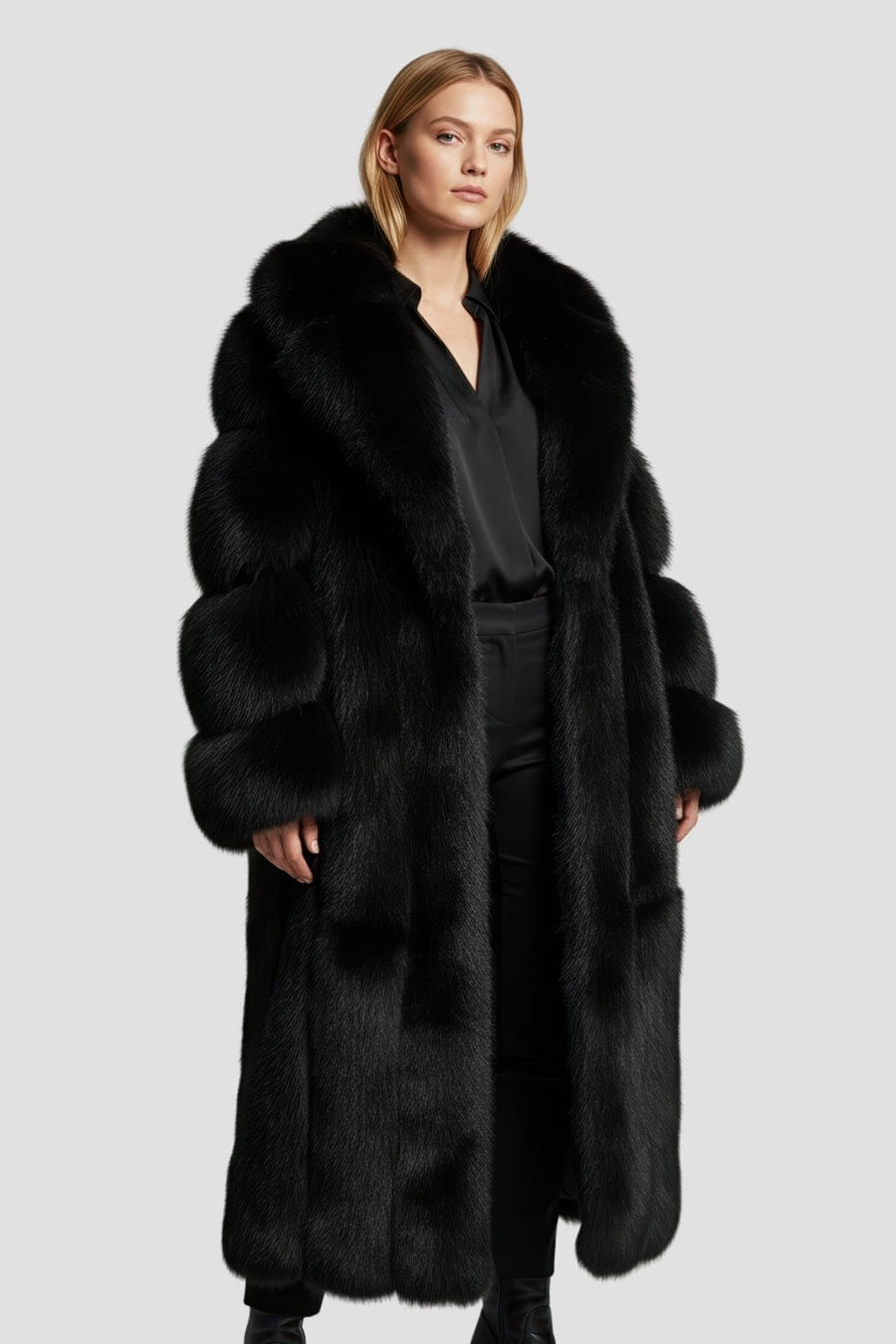 Manteau en fourrure femme long noir Héritage fourrure