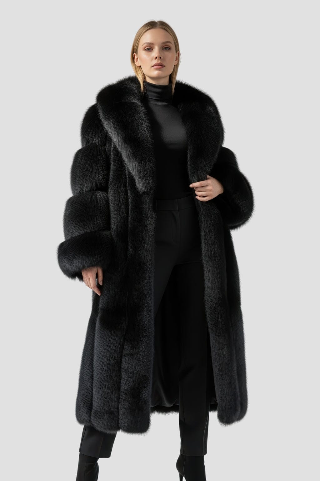 Manteau en fourrure femme long noir Héritage fourrure