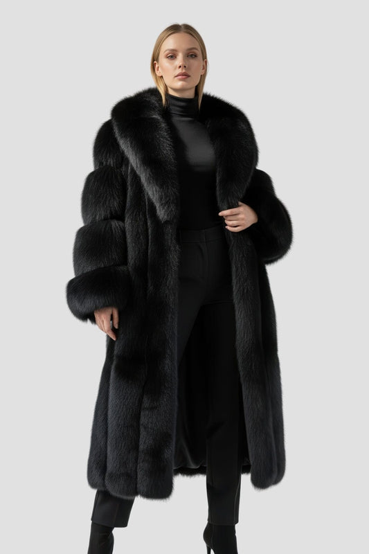 Manteau en fourrure femme long noir Héritage fourrure