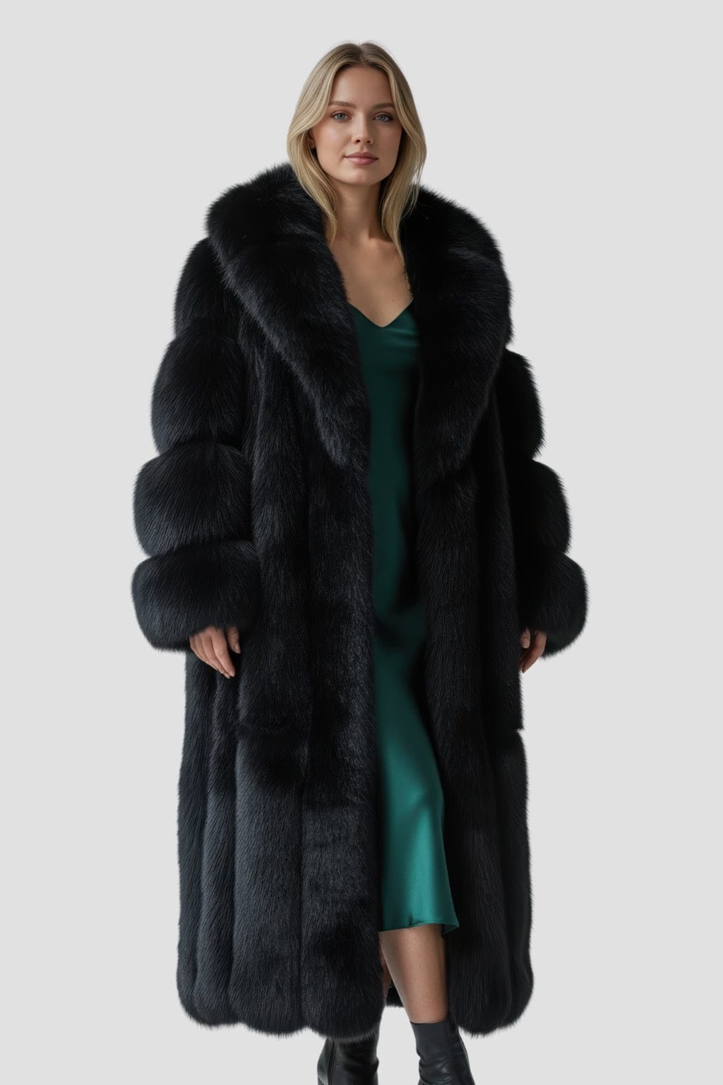 Manteau en fourrure femme long noir Héritage fourrure