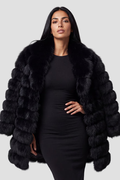 Manteau en fourrure femme long noir Héritage fourrure