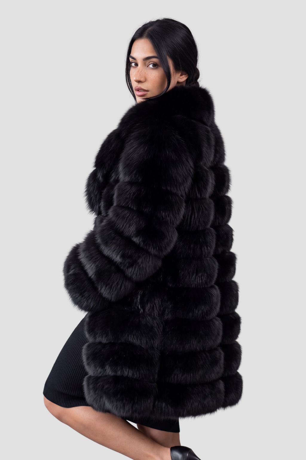 Manteau en fourrure femme long noir Héritage fourrure