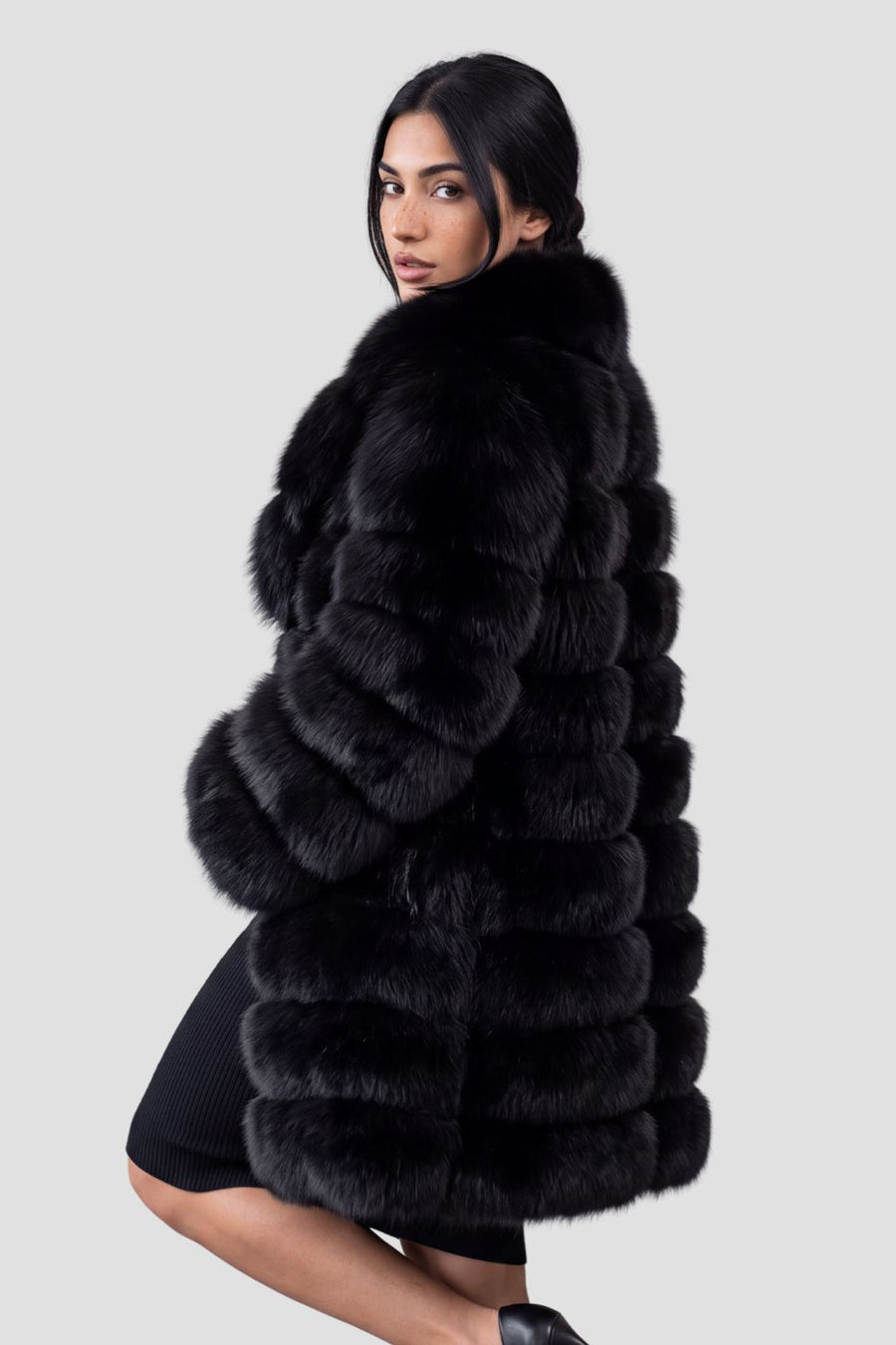 Manteau en fourrure femme long noir Héritage fourrure