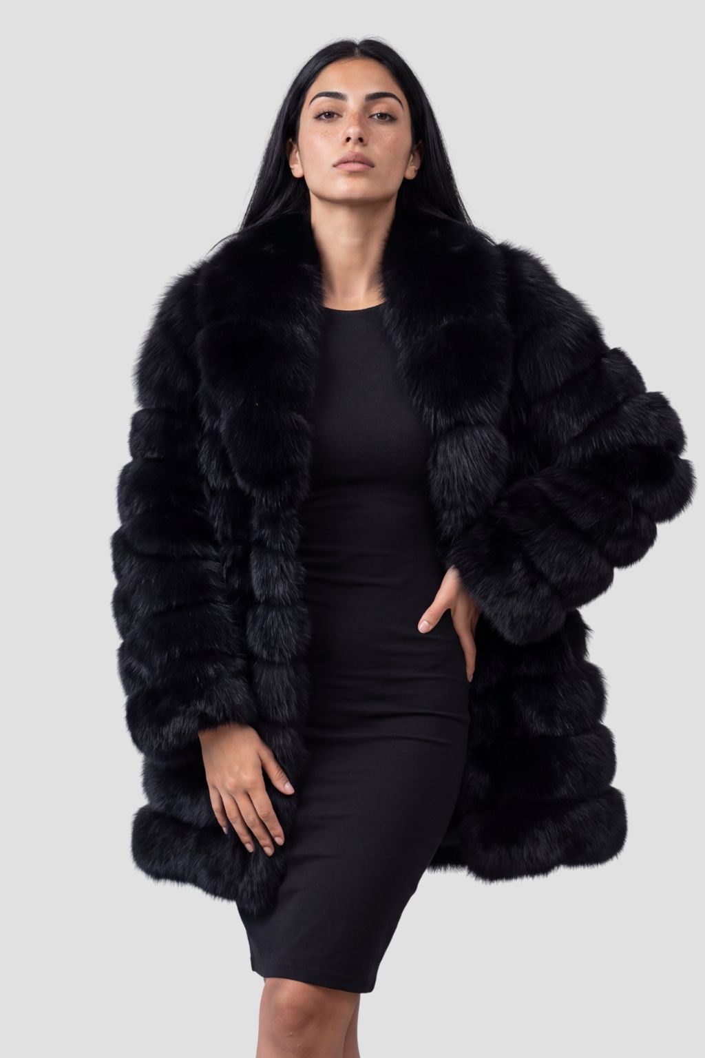 Manteau en fourrure femme long noir Héritage fourrure