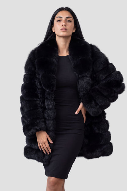 Manteau en fourrure femme long noir Héritage fourrure