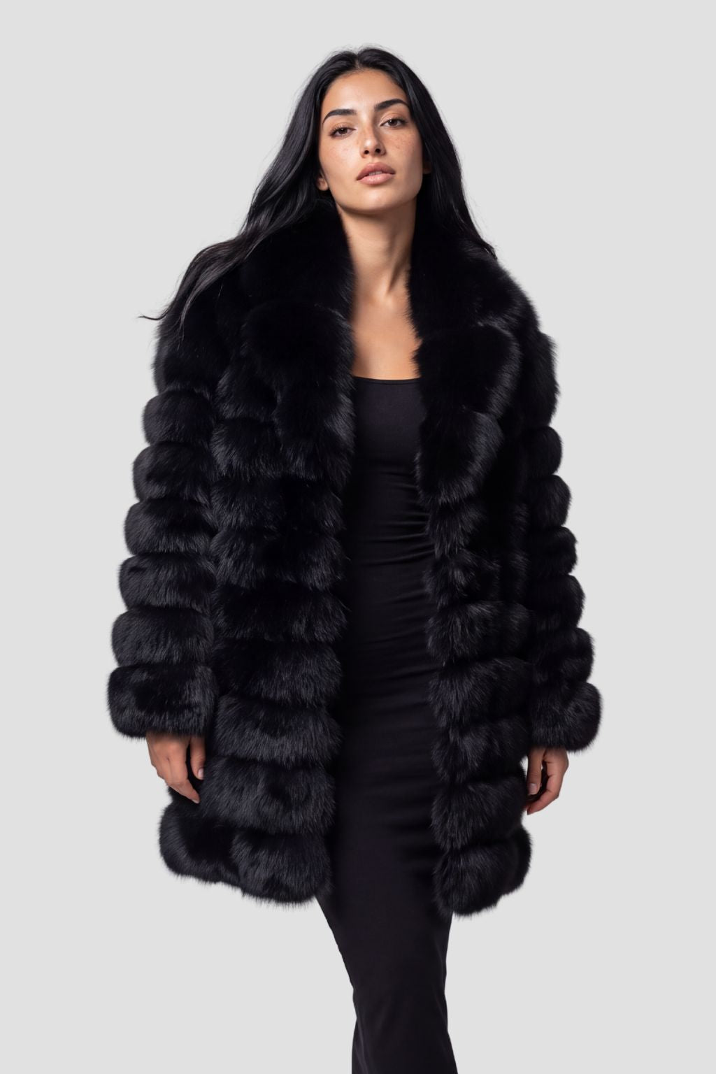 Manteau en fourrure femme long noir Héritage fourrure