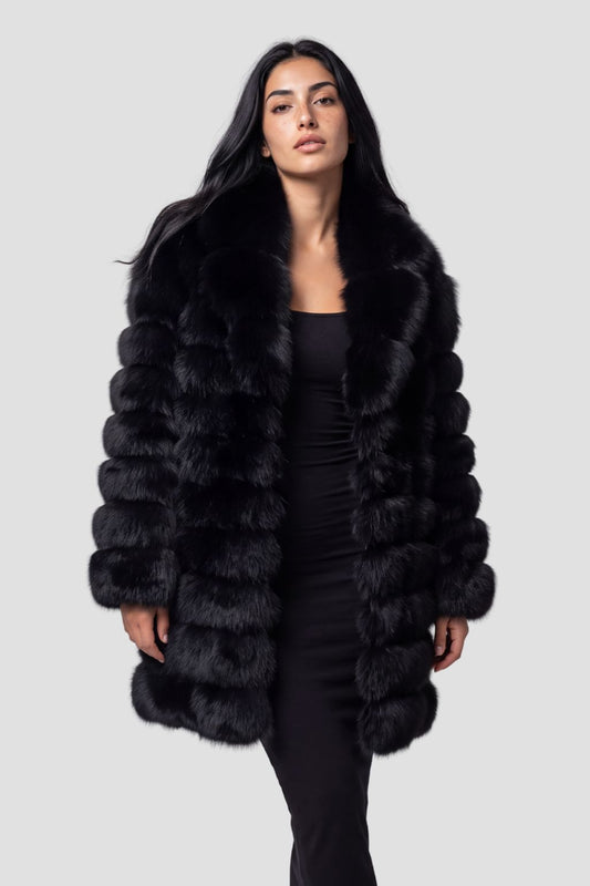 Manteau en fourrure femme long noir Héritage fourrure