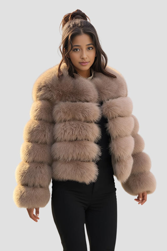 Manteau en fourrure femme noisette Héritage fourrure