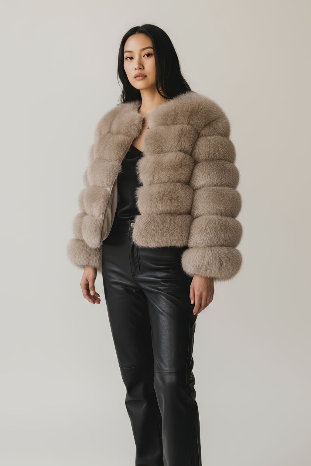 Manteau en fourrure femme noisette Héritage fourrure