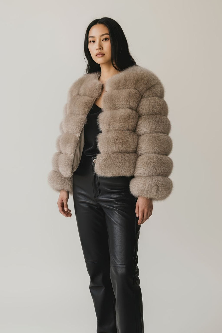 Manteau en fourrure femme noisette Héritage fourrure