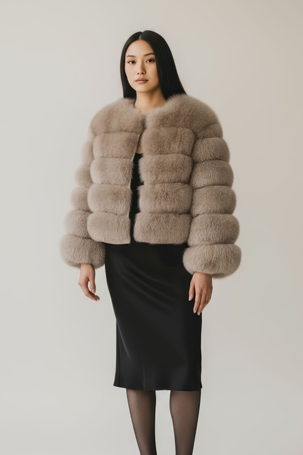 Manteau en fourrure femme noisette Héritage fourrure