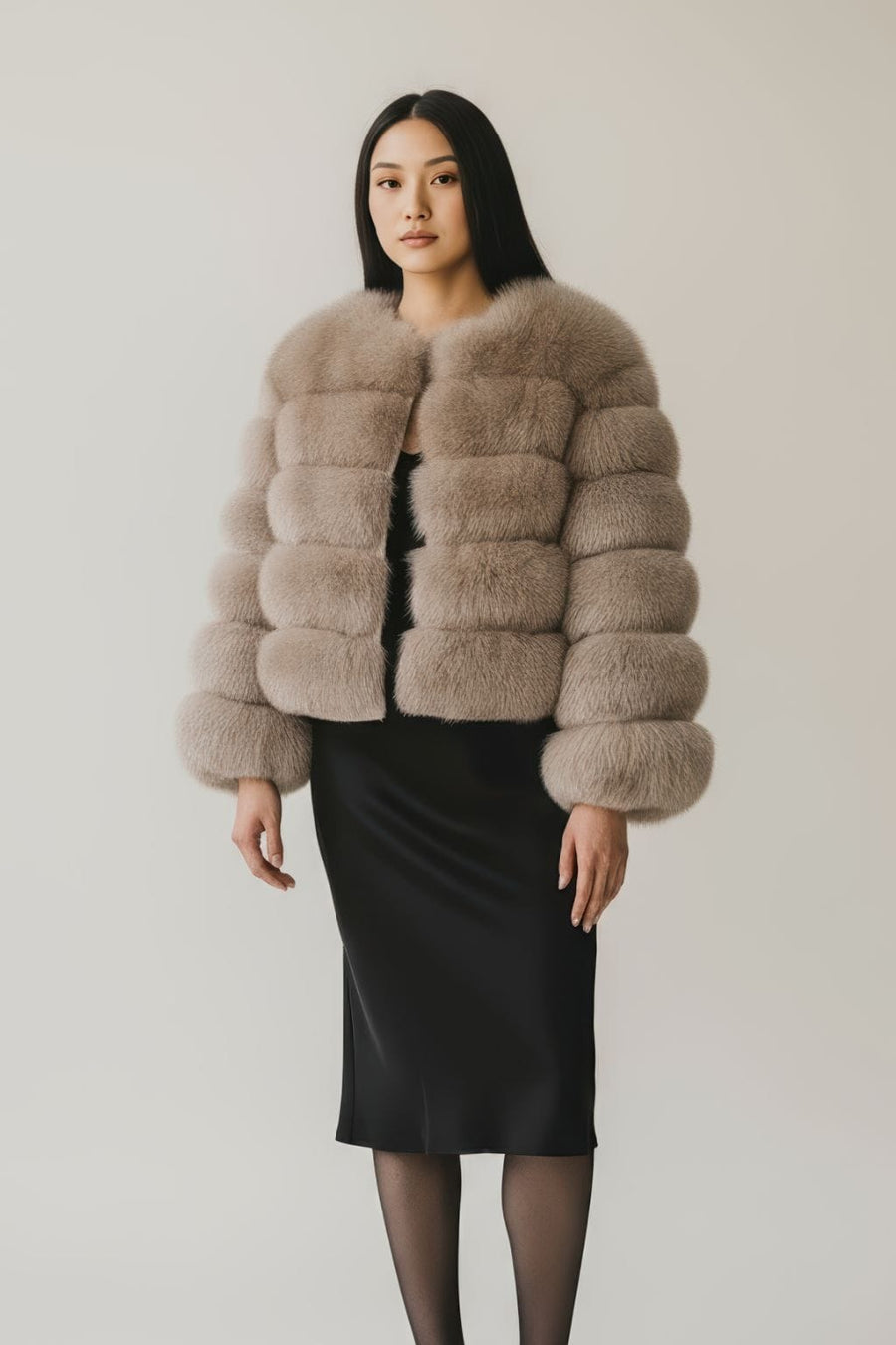 Manteau en fourrure femme noisette Héritage fourrure