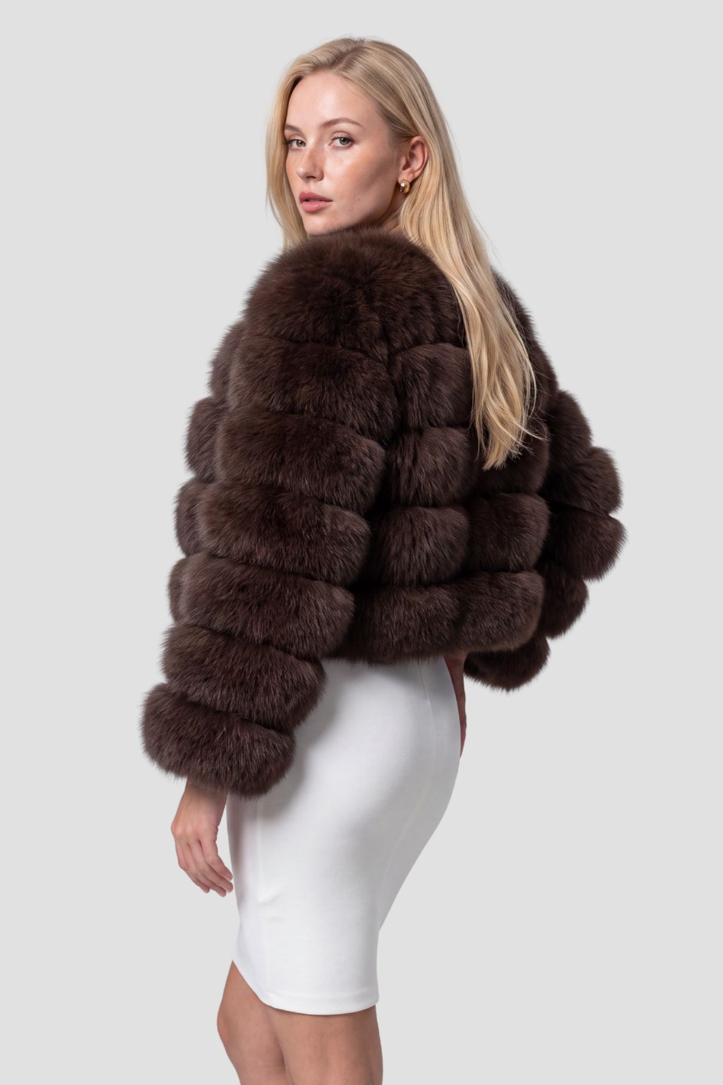 Manteau en fourrure femme noisette Héritage fourrure