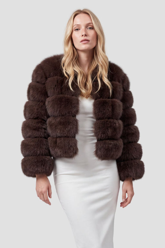 Manteau en fourrure femme noisette Héritage fourrure