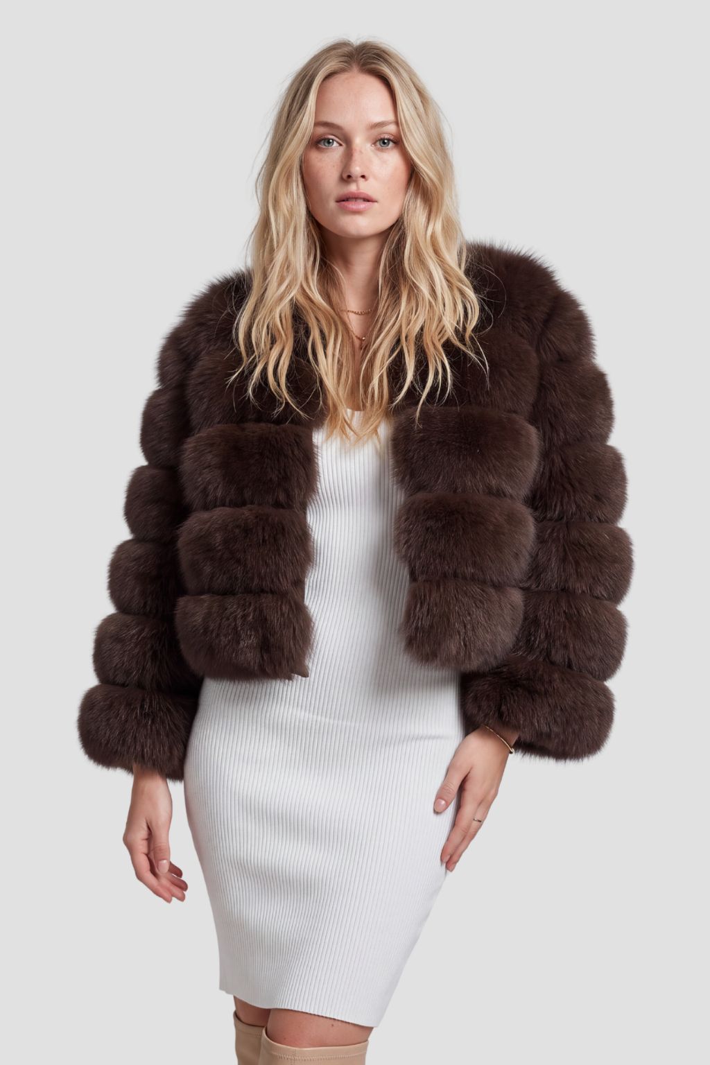 Manteau en fourrure femme noisette Héritage fourrure