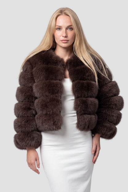 Manteau en fourrure femme noisette Héritage fourrure