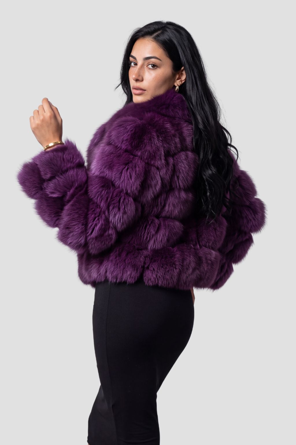 Manteau en fourrure femme violet Héritage fourrure