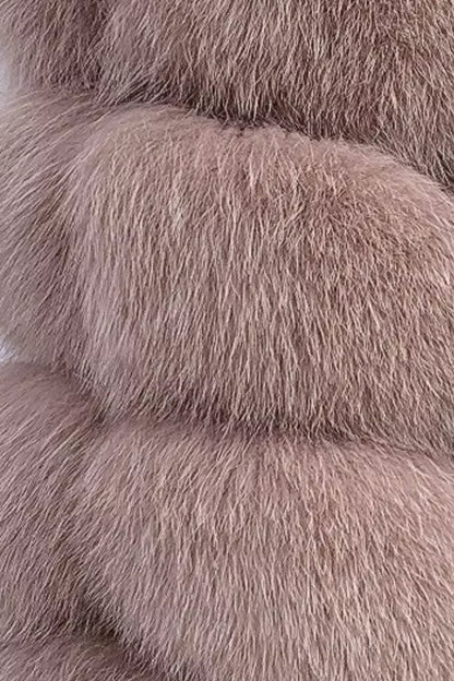 Manteau en fourrure long rosé Héritage fourrure
