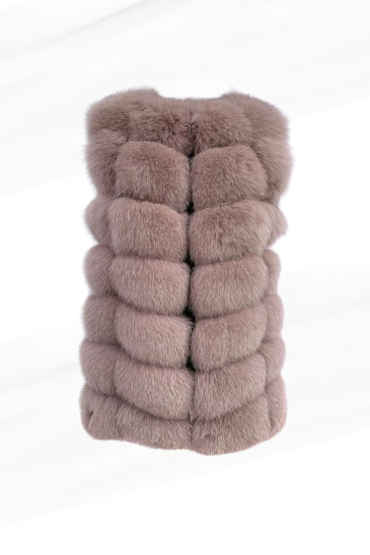 Manteau en fourrure long rosé Héritage fourrure