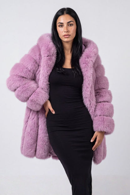Manteau en fourrure long rosé Héritage fourrure