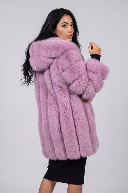 Manteau en fourrure long rosé Héritage fourrure