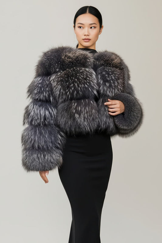 Manteau fourrure femme argenté Héritage fourrure