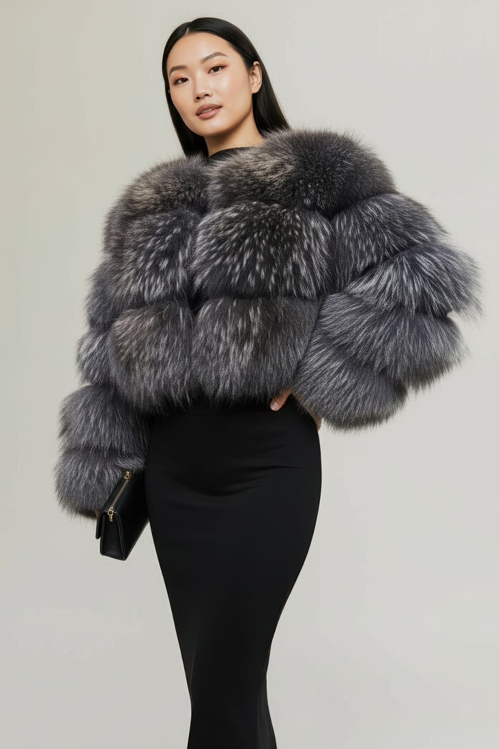 Manteau fourrure femme argenté Héritage fourrure