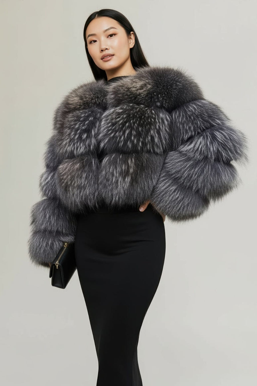 Manteau fourrure femme argenté Héritage fourrure