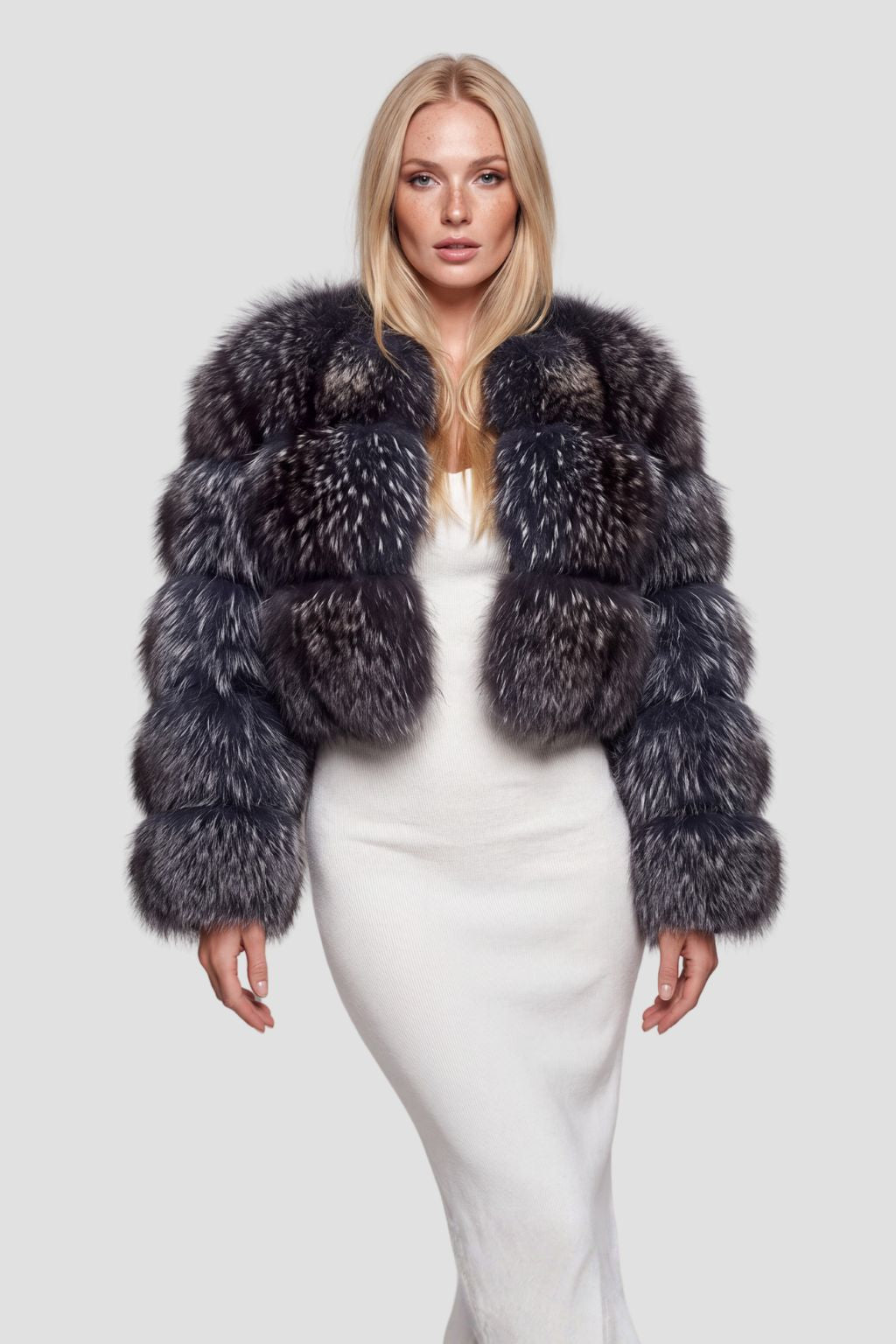 Manteau fourrure femme argenté Héritage fourrure