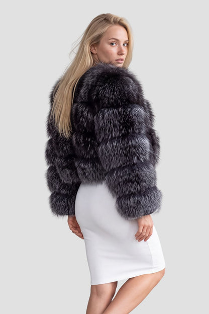 Manteau fourrure femme argenté Héritage fourrure