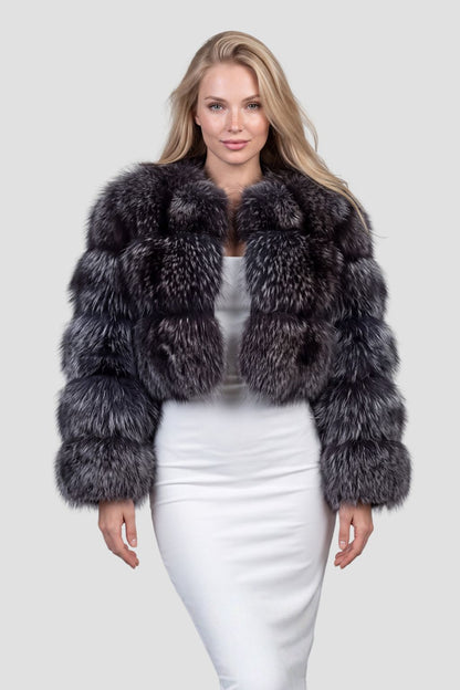 Manteau fourrure femme argenté Héritage fourrure