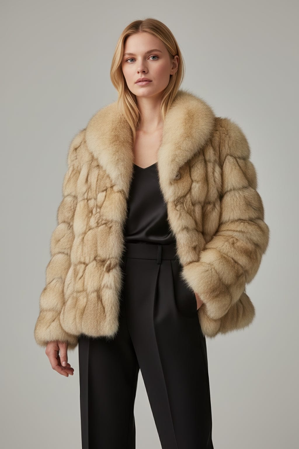 Manteau fourrure femme beige Héritage fourrure