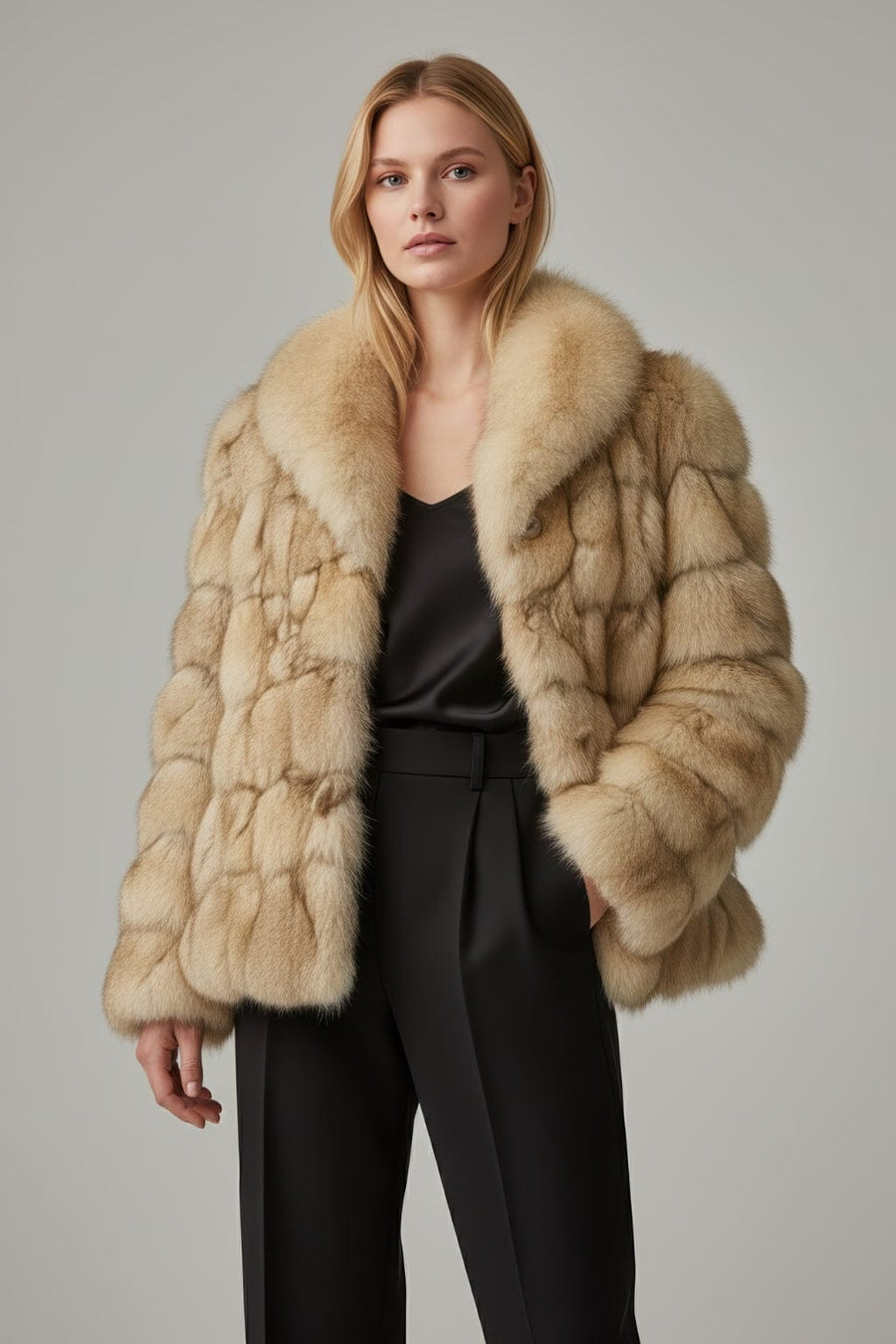 Manteau fourrure femme beige Héritage fourrure