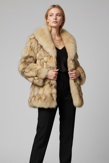 Manteau fourrure femme beige Héritage fourrure