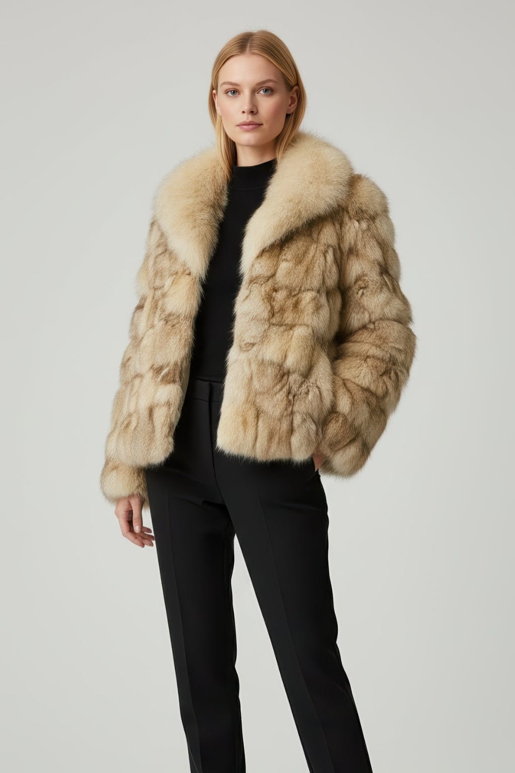 Manteau fourrure femme beige Héritage fourrure