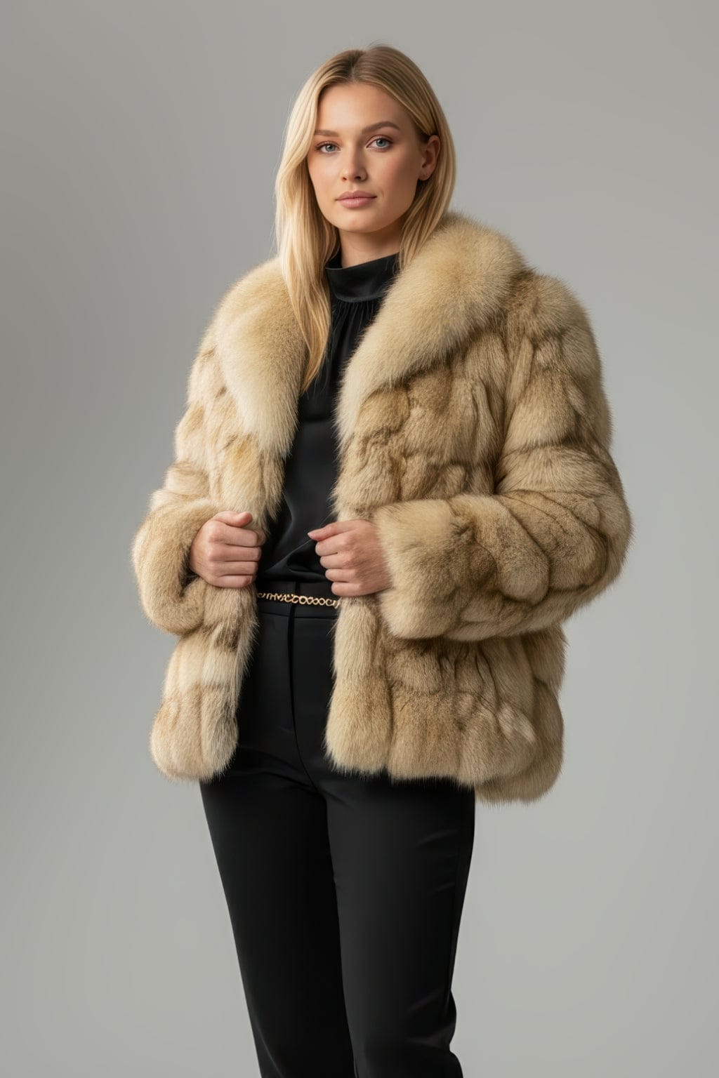 Manteau fourrure femme beige Héritage fourrure