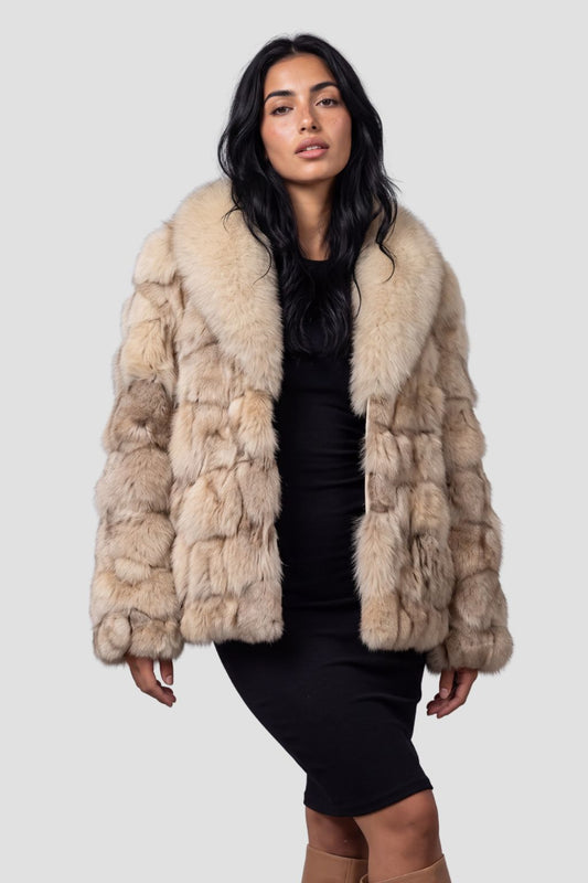 Manteau fourrure femme beige Héritage fourrure